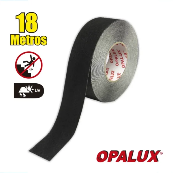 Cinta antideslizante color negro 18mts x 5cm adhesiva uso escaleras duración 2 años, resistente agua, rayos UV