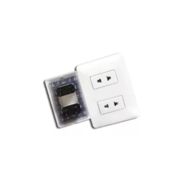 TOMACORRIENTE DOBLE "OPALUX" EMP DOS DADOS 15AMP P/EMPOTRAR C/PROTECCION P/NIÑOS