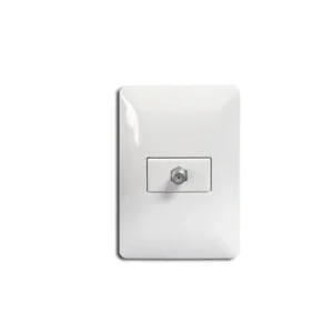 Toma simple de una entrada Coaxial TV por cable línea “ABITARE” color blanco diseño Italiano marca “Opalux”