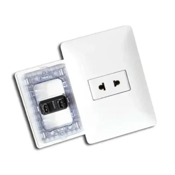 Tomacorriente  simple línea “ABITARE” color blanco diseño Italiano marca “Opalux”