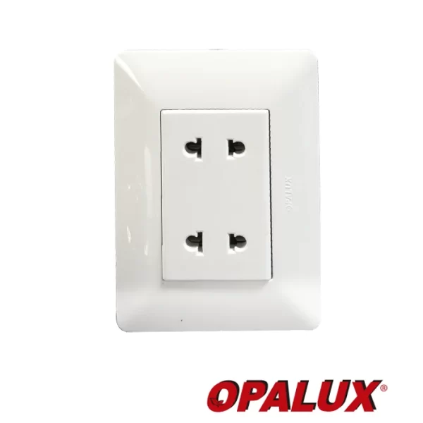 TOMA DOBLE UNIVERSAL 1 DADO 15AMP "OPALUX", MASTER 200