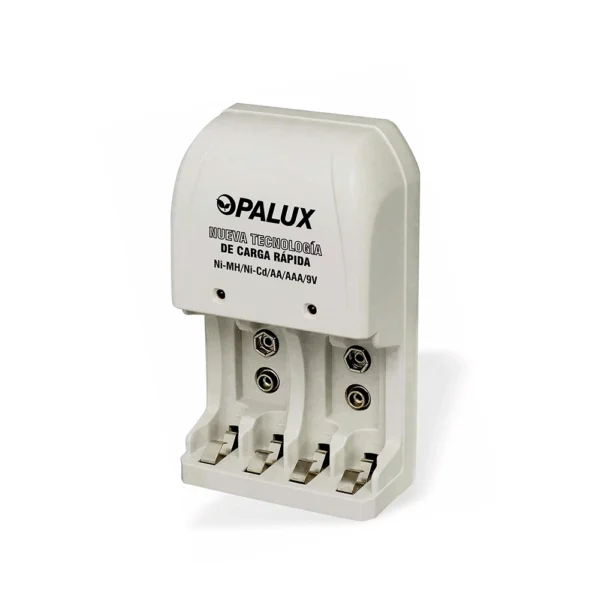 Cargador de baterias y pilas recargables marca "Opalux" de 1 a 2 baterias 9V / 1 a 4 pilas AA o AAA / Nicd o NiMh