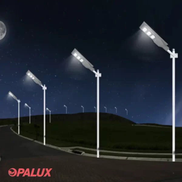 LUMINARIA DE ALUMBRADO PUBLICO 90W OPALUX SOLAR 14400LM EXTERIORES INCLUYE PANEL SOLAR Y BATERÍA TODO EN UNO, PARA MONTAJE EN PASTORAL IP65 - Imagen 2
