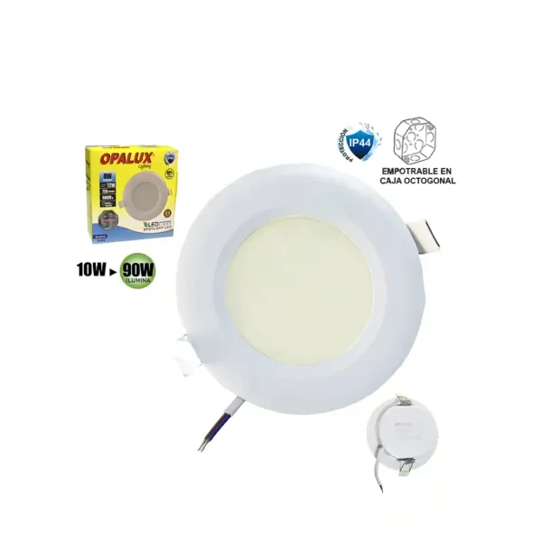 Spotlight led 10W "Opalux"  redondo color blanco Luz Blanca 3500K  900 lumens 50,000hrs para empotrar en caja de pase octogonal