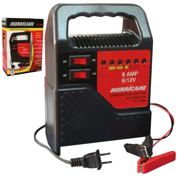 OP-1208S Cargador de batería seca "HURRICANE" dual de 2AMP - 9AMP con switch