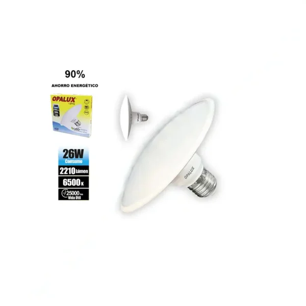 FOCO UFO E27 26W OPALUX 2210LM 6500K 25000HRS LUZ BLANCA 110V-240V