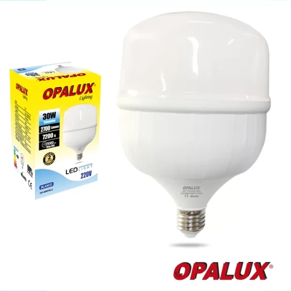 FOCO LED PARA CASA E27 30W OPALUX BLANCO 2700LM 7200K 180° 100-240V