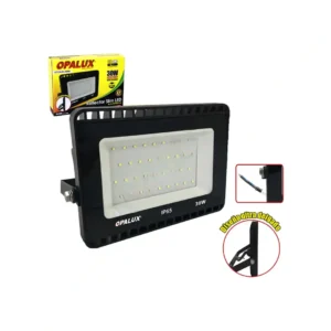 REFLECTOR LED 30W OPALUX 36 LEDS 2550LM 7000K 50,000HRS LUZ BLANCA DELGADO SLIM COLOR NEGRO IP65 EXTERIORES 85-265V
