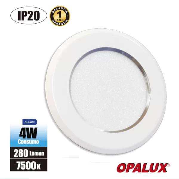 SPOT LIGHT PARA MUEBLE BLANCO C/BORDE SILVER 7000K "OPALUX" 4W