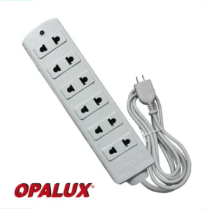Extensión eléctrica  5mts "Opalux" con 6 de tomacorrientes color gris