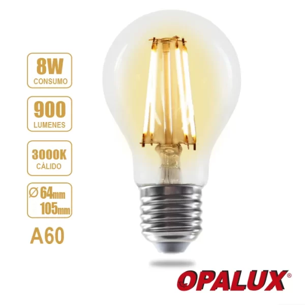 FOCO VINTAGE E27 8W OPALUX A60 3000K
