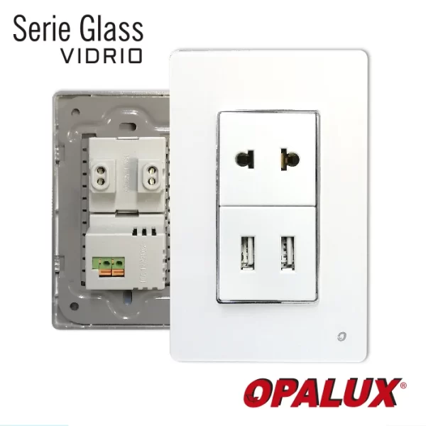 Toma Doble USB Salida 15Amp 5.0V 1Amp 2Amp + 1 Toma
