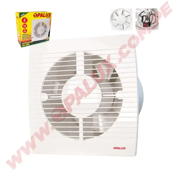 Extractor de aire  4" 15W 80M3/H 33db "Opalux" ABS color blanco