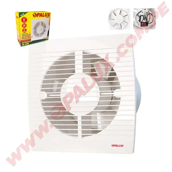 Extractor de aire  6" 25W 250M3/H 37db "Opalux" ABS color blanco