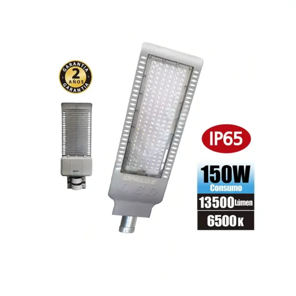 LUMINARIA DE ALUMBRADO PUBLICO 150W OPALUX 6500K 13500LM 150 LEDS LUZ BLANCA IP65 85V-265V CON FOTOCELDA