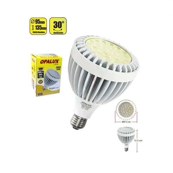 FOCO LED PAR 30 E27 40W OPALUX 4000LM 3000K 30000HRS LUZ CALIDA AMARILLA 220V