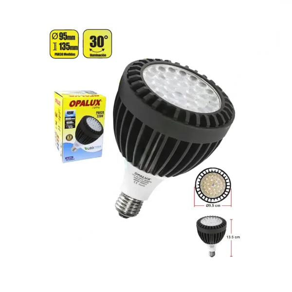 FOCO LED PAR 30 E27 45W OPALUX 4500LM 6500K 30000HRS LUZ BLANCA 220V