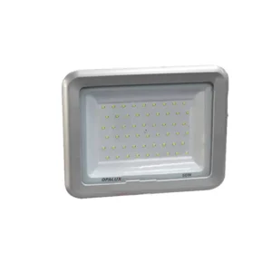 REFLECTOR LED 50W OPALUX 54 LED 4500LM 6500K DELGADO SLIM COLOR GRIS PLATA LUZ BLANCA IP65 EXTERIORES 185-265V