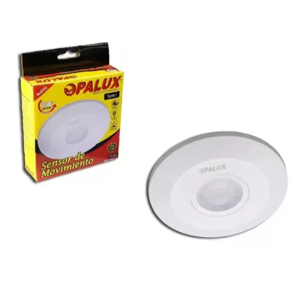 Sensor de movimiento 360° para techo detección a  6 mts horizontal tecnología PIR instalación hasta 4mts altura tiempo 10 seg – 15 min. SLIM