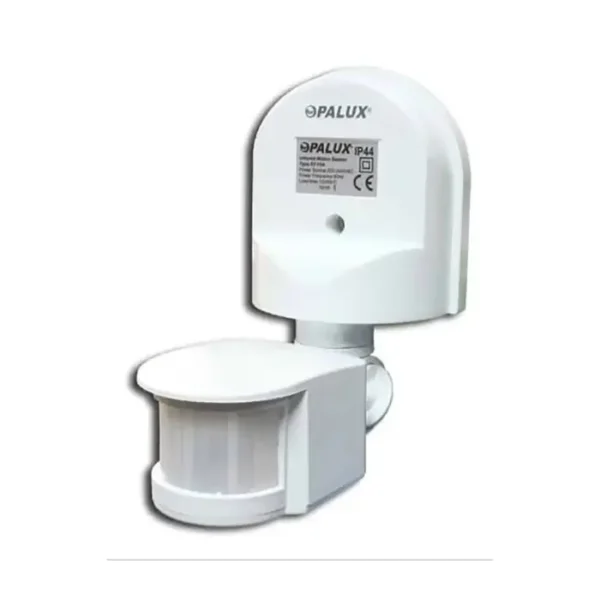 Sensor de movimiento 180° de pared detección a 12 mts horizontal tecnología PIR instalación hasta 2.5mts altura tiempo 10 seg – 7 min.