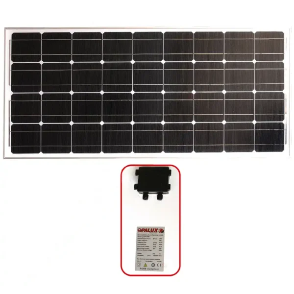 Panel Solar 100W 12v Monocristalino IP-67 “Opalux” 100% Real Fabrica VMP 18.5v IMP 5.41AMP especial para cielos nublados o soleados