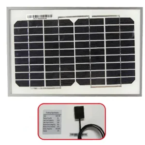 Panel Solar  5W 12v Monocristalino IP-65 “Opalux” 100% Real Fabrica VMP 17.8v IMP 0.28AMP especial para cielos nublados o soleados