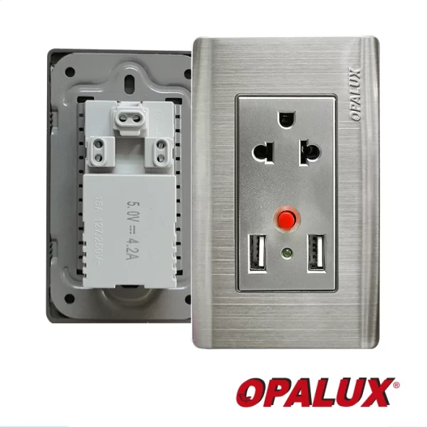 TOMA MIXTA DOBLE USB 5.0V 4.2A + 1 TOMA UNIVERSAL 15A 220V