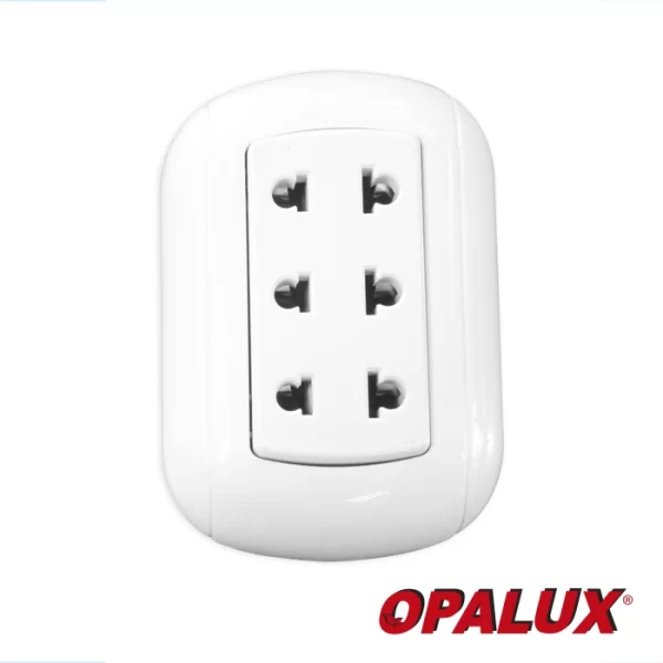 TOMACORRIENTE TRIPLE BLANCO UNIVERSAL"OPALUX" 16AMP 250V CJX10, MASTER 200