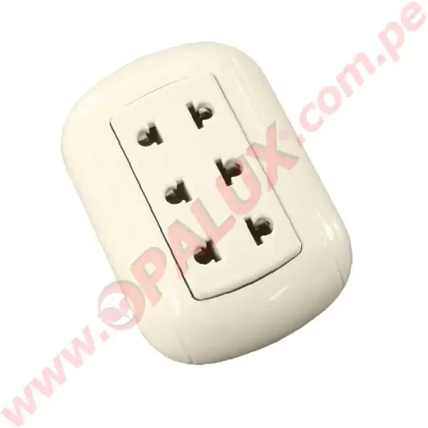 Tomacorriente triple universal 16A - 250V para sobreponer "Opalux"