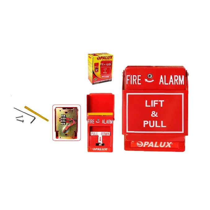 Estación manual de simple acción “Opalux” CON PROTECTOR para sistema de alarmas contra incendio centralizados