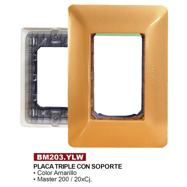 OPALUX PLACA TRIPLE CON SOPORTE AMARILLO MASTER 200