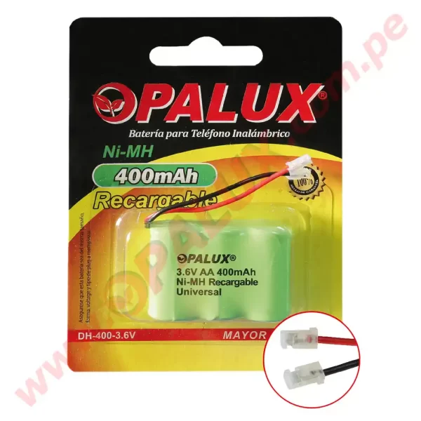 Pila Recargable para telefono inalambrico AA 400mAH NiMH 3.6v "Opalux"