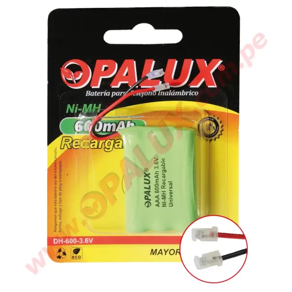 Pila Recargable para telefono inalambrico AAA 600mAH NiMH 3.6v “Opalux”