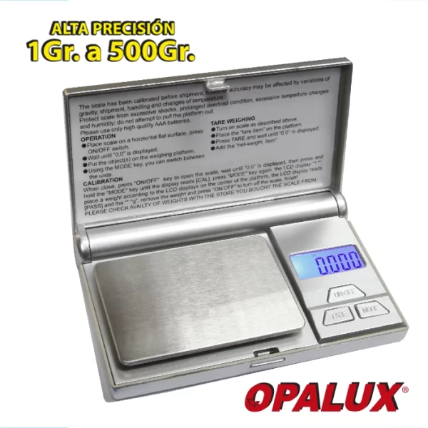 BALANZA JOYERO DIGITAL MINI 1GR A 500GR "OPALUX" GR-ONZ (100XCJ)