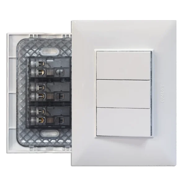 INTERRUPTOR TRIPLE  10A, 250V "OPALUX" P/EMPOTRAR