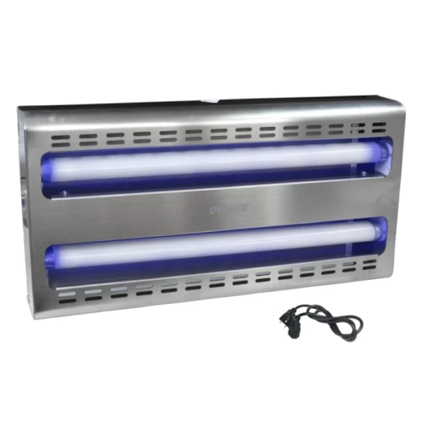 INSECTOCAPTOR T/PANEL METAL 30W "OPALUX" UV-LED 220-240V 320HZ 2TUBOS X 15WATS C/CABLE DE PODER