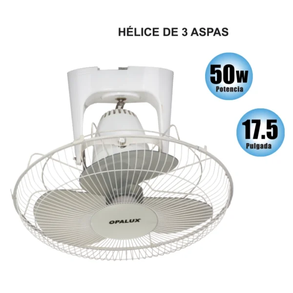 VENTILADOR DE PARED "OPALUX" 17.5" DE 3 VELOCIDADES 3 ASPAS MOTOR ALUMINIO 220V 60HZ 50W