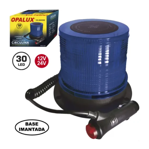 CIRCULINA "OPALUX" AZUL 30LED 12/24VDC, LUZ ESTROBOSCOPICA, MASTER 24