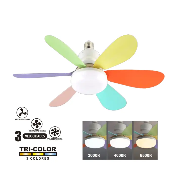 VENTILADOR E/COLORES C/LUZ TRICOLOR 40W "OPALUX" C/CONTROL 86-265V MASTERX24