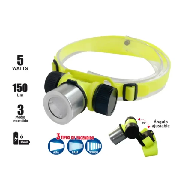 LINTERNA LED FRONTAL ACUÁTICA 5W "OPALUX",  150LM, 3 MODOS, IP68