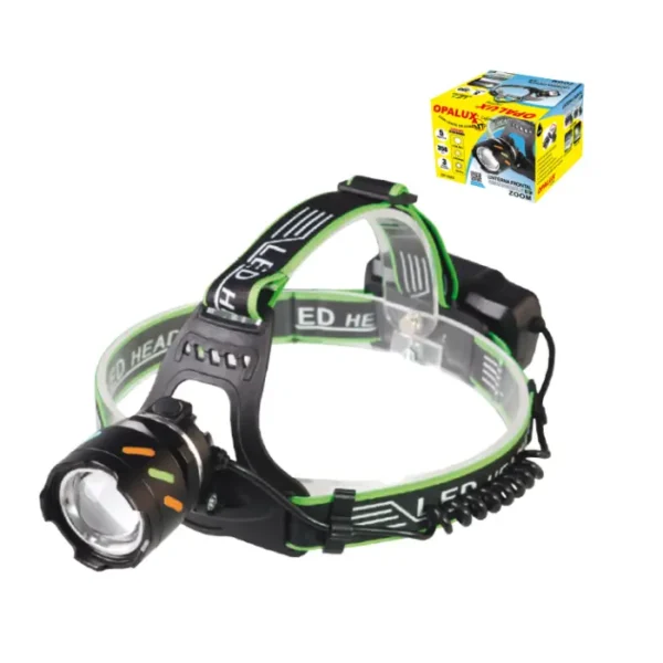 LINTERNA FRONTAL 5W "OPALUX" 350LM, 2 BATERIAS 18650 4000MAH, 3 MODOS DE ILUMINACIÓN, IPX3, CARCASA DE ALUMINIO, FARO TELESCÓPICO   MASTERX50