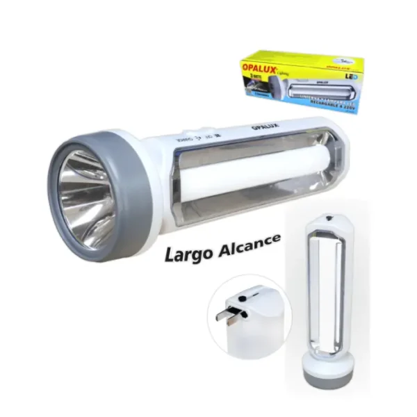 LINTERNA Y LÁMPARA LED RECARGABLE 220V 3W "OPALUX" 140 LM, BATERIA 3.7V 1200MA