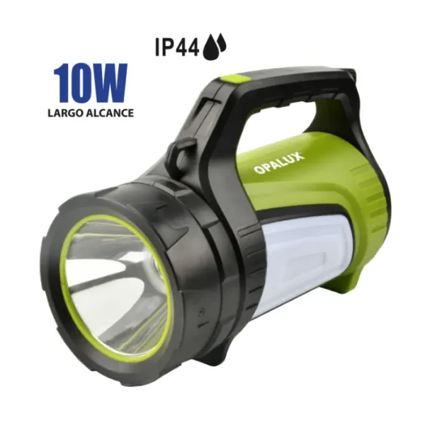 LINTERNA 10W "OPALUX" 350LM,  BAT. 3.7V (X3) 4500 MAH, IP44, 10 OPC. ENCENDIDO, LUZ BLANCA, CÁLIDA Y ROJA LED 5050, 34 LEDS OSRAM, ALCANCE 200MT, CABLE TIPO C, POWER BANK, ACCESORIO CABLE USB INDICADO