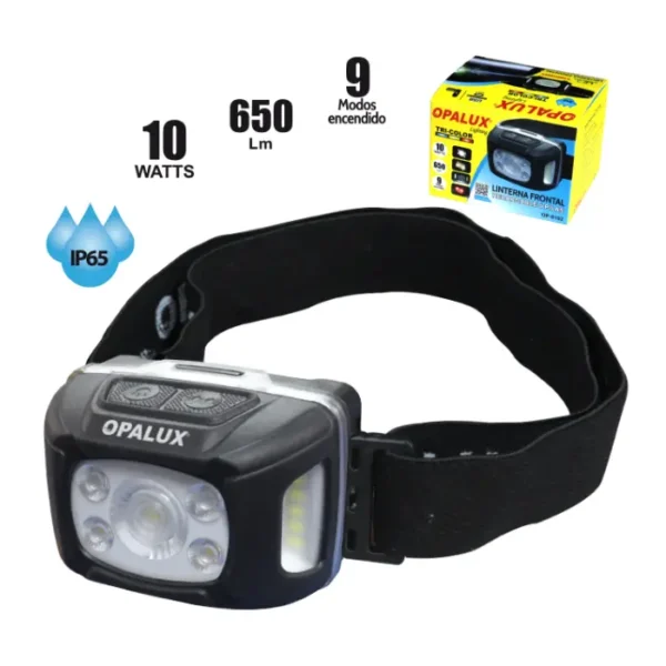 LINTERNA 10W "OPALUX" 4000K, BAT. 3.7V 1100 MAH, IP65, 9 OPC. ENCENDIDO, BLANCO Y ROJO, ALCANCE 100MT.CHIP LED OSRAM, CABLE TIPO C, C/OPCION DE 3 PILAS AAA