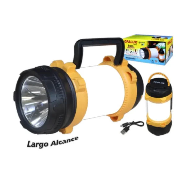 LINTERNA MULTIFUNCIÓN RECARGABLE 7W "OPALUX" 340 LM, 8000K-1200K, BATERIA DE LITIO