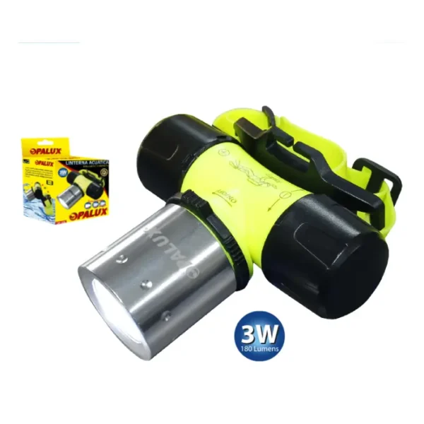 LINTERNA ACUATICA FRONTAL LED 3WATTS 180LM, SUMERGIBLE HASTA 50 MTS, 3 TIPOS DE ENCENDIDO, 3 PILAS AAA MASTERX120