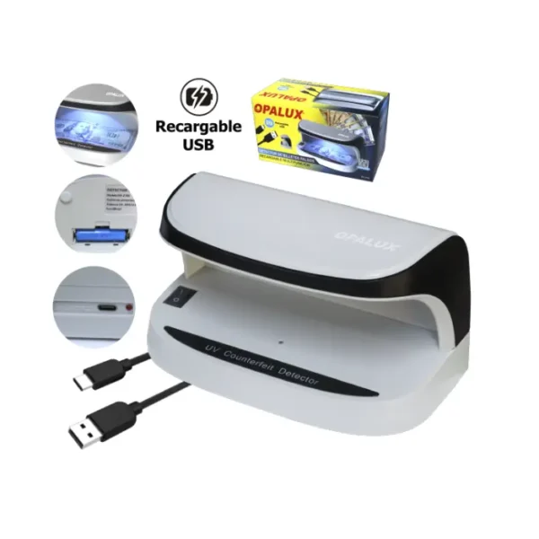 DETECTOR DE BILLETES S/. S "OPALUX"  BATERIA 3.7V 1200MAH DETECCION LED, CONSUMO 6W