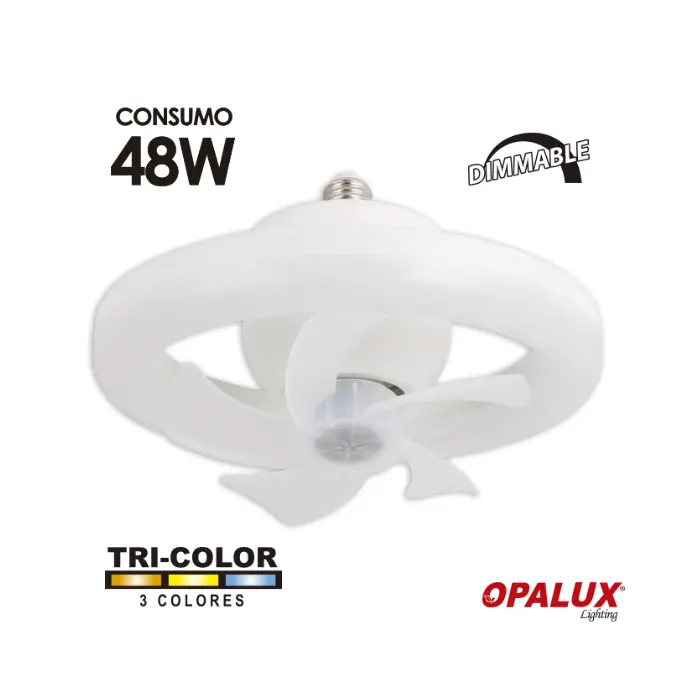 VENTILADOR CON LUZ LED 48W "OPALUX" DIMABLE Y 3CCT E27 MASTERX12