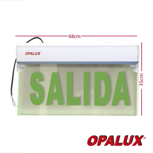 SEÑALIZADOR EMERGENCIA ACRILICO SALIDA "OPALUX" 16LED 220V (68X35CM)