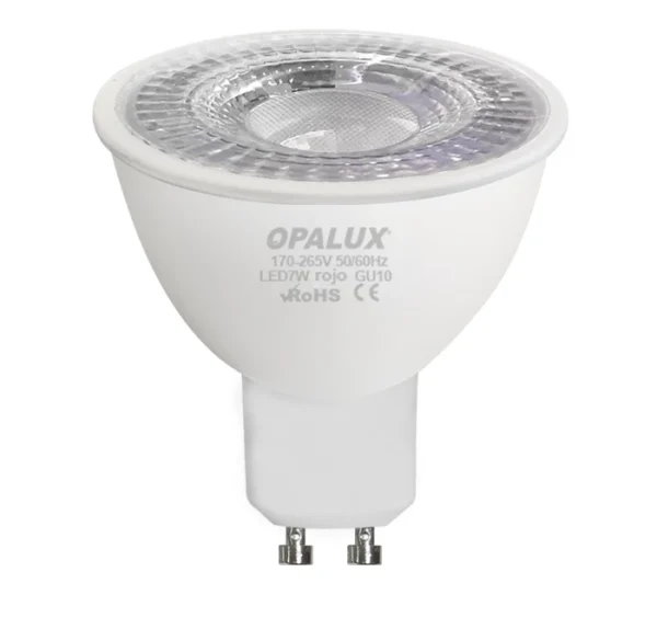 FOCO DICROICO 7W 7LED GU10 "OPALUX" 108LM ROJO 100-240V CJX100